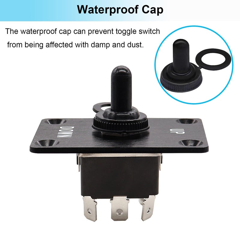 TWTADE Rocker Toggle Switches Momentary 6 Pin 3 Position (ON)-Off-(ON) UP/Down Polarity Reverse Switch with Panel,Wires and Waterproof Cap - Image 3